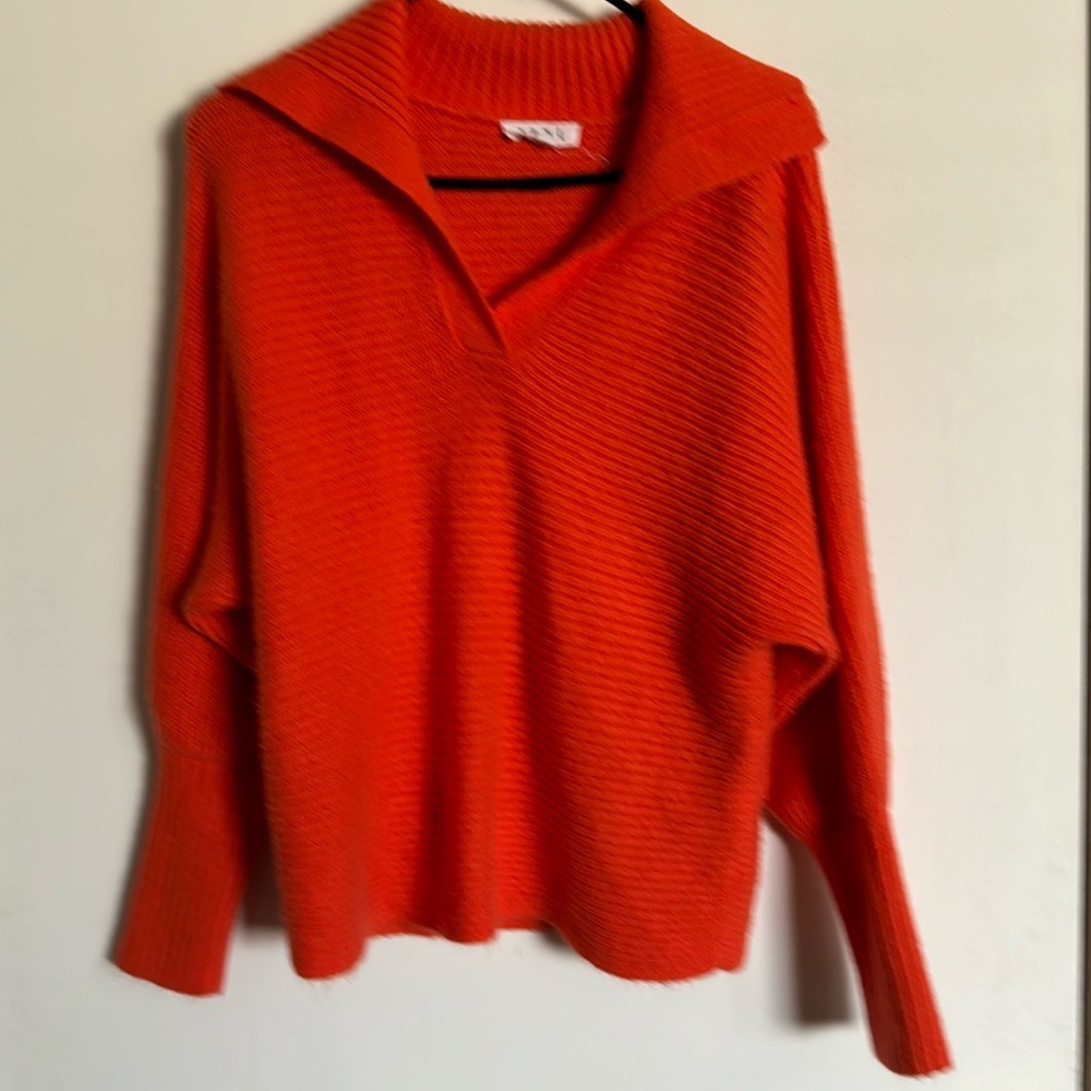 THML Orange Knit Collared Bishop Sweater